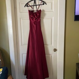 WINDSOR wine colored, formal, satin, long dress